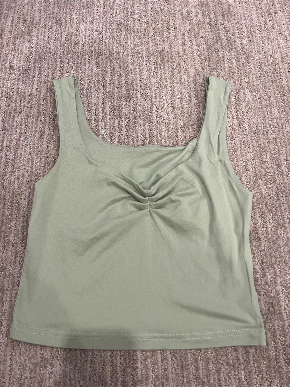 SHEIN Sage Green Ruched Front Tank Top